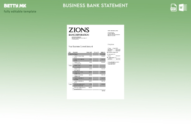 модерен стил Zions Bancorporation Bank извод за деловна проверка на сметката Шаб